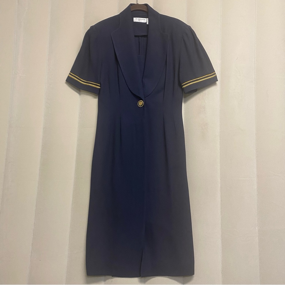 Vintage Liz Claiborne Women’s Dress Size 4 Navy Nautical Sailor Stewardess